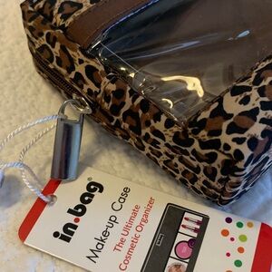 In•Bag Make-Up Case, Animal Print & Clear Front, 4 Compartments, Zip Top, NWT